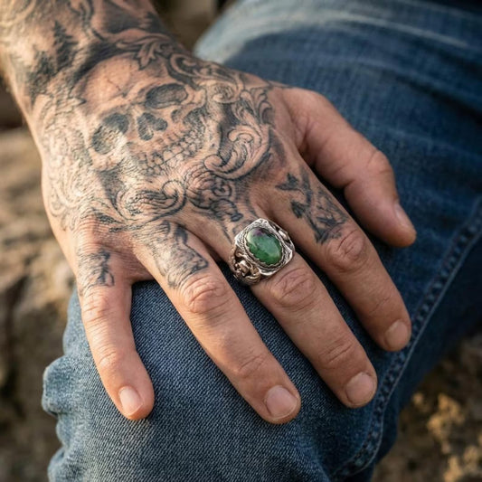 Ruby Zoisite Skull Wing Ring