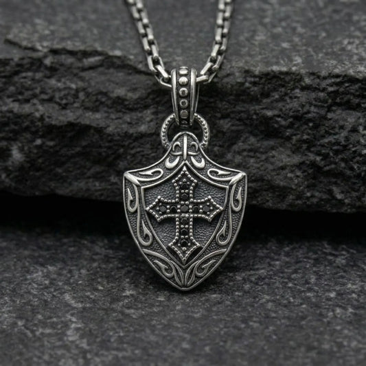 Gothic Medieval Shield Necklace