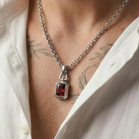 Emerald-Cut Ruby Necklace