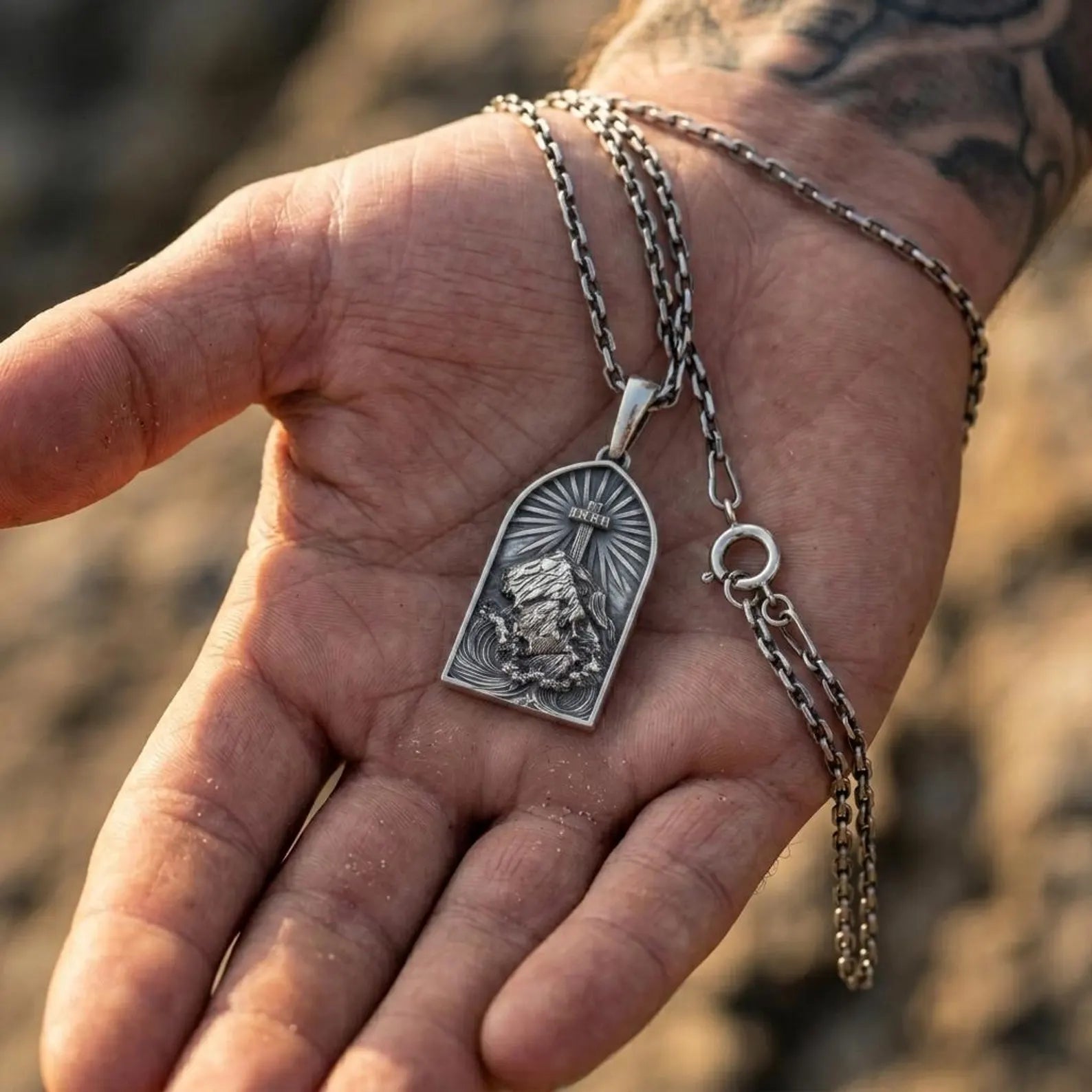 Christian cross pendant with INRI inscription handcrafted in sterling silver, meaningful jewelry for believers and spiritual individuals