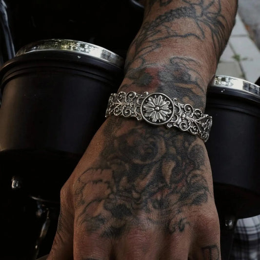 Men's Vintage Inspired Floral Cuff Bracelet