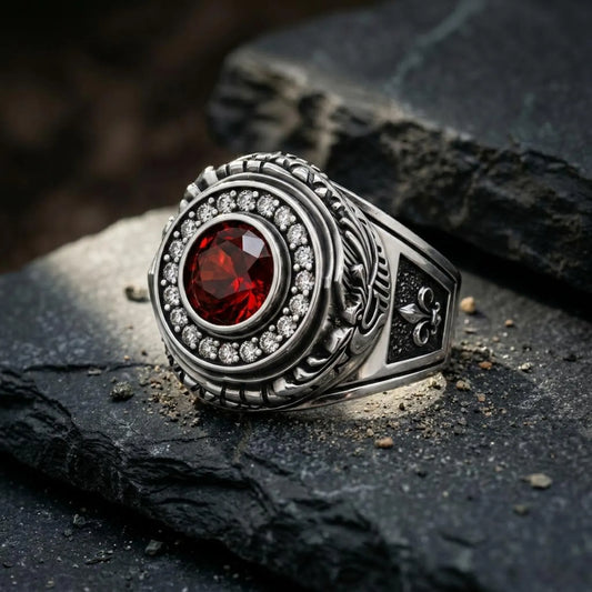 Luxury Red Garnet Men’s Ring