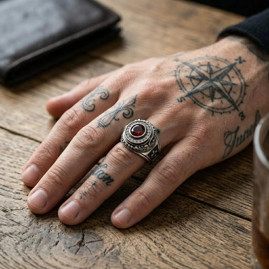 Luxury Red Garnet Men’s Ring