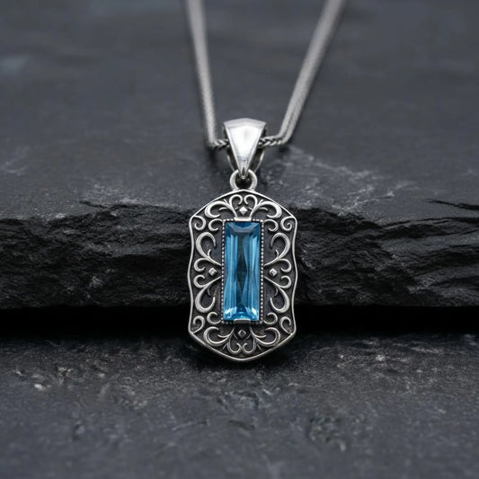 Victorian Blue Topaz  Necklace