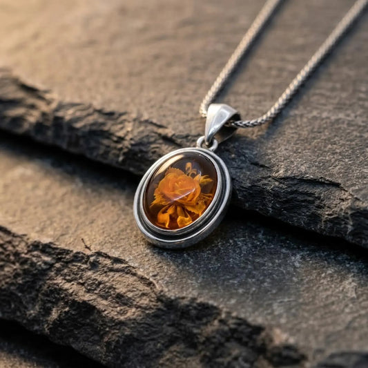 Amber Rose Pendant Necklace