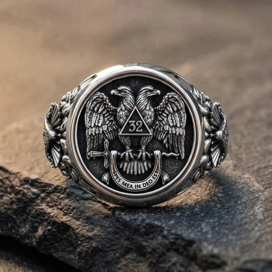 Handmade Sterling Silver Double Headed Eagle Signet Ring featuring an intricate heraldic design inspired by imperial symbolism, gothic craftsmanship, and timeless masculine style.