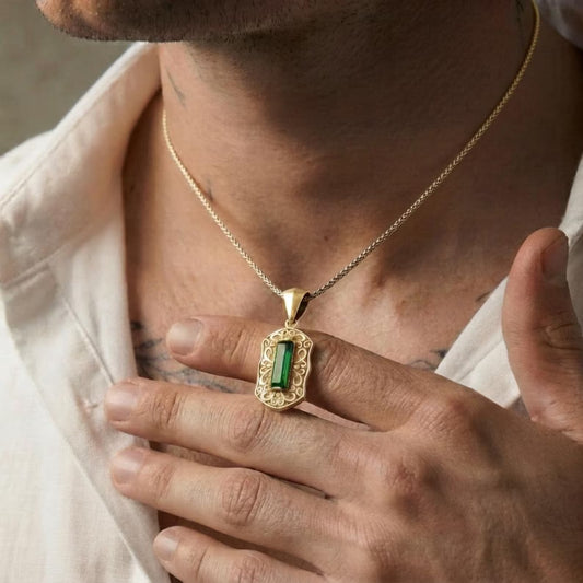 Gold Plated Victorian Emerald Necklace