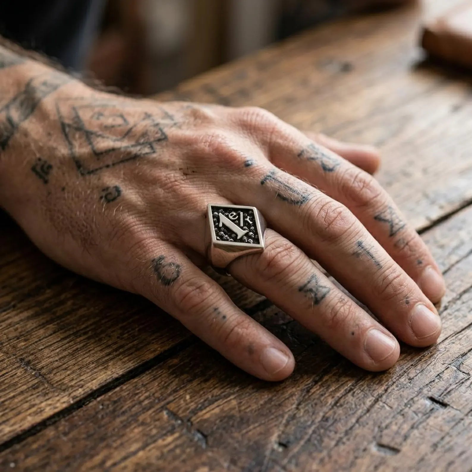 Luxury biker skull statement ring made from solid 925 sterling silver with handcrafted Gothic detailing and an oxidized finish for timeless masculine appeal.