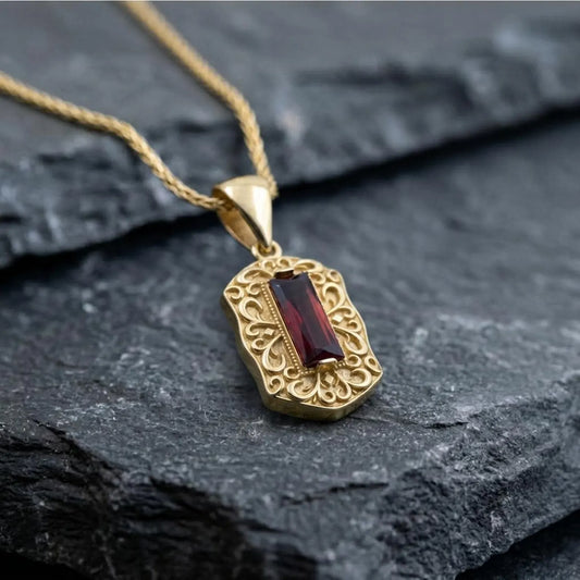 Gold Plated Victorian Garnet Necklace