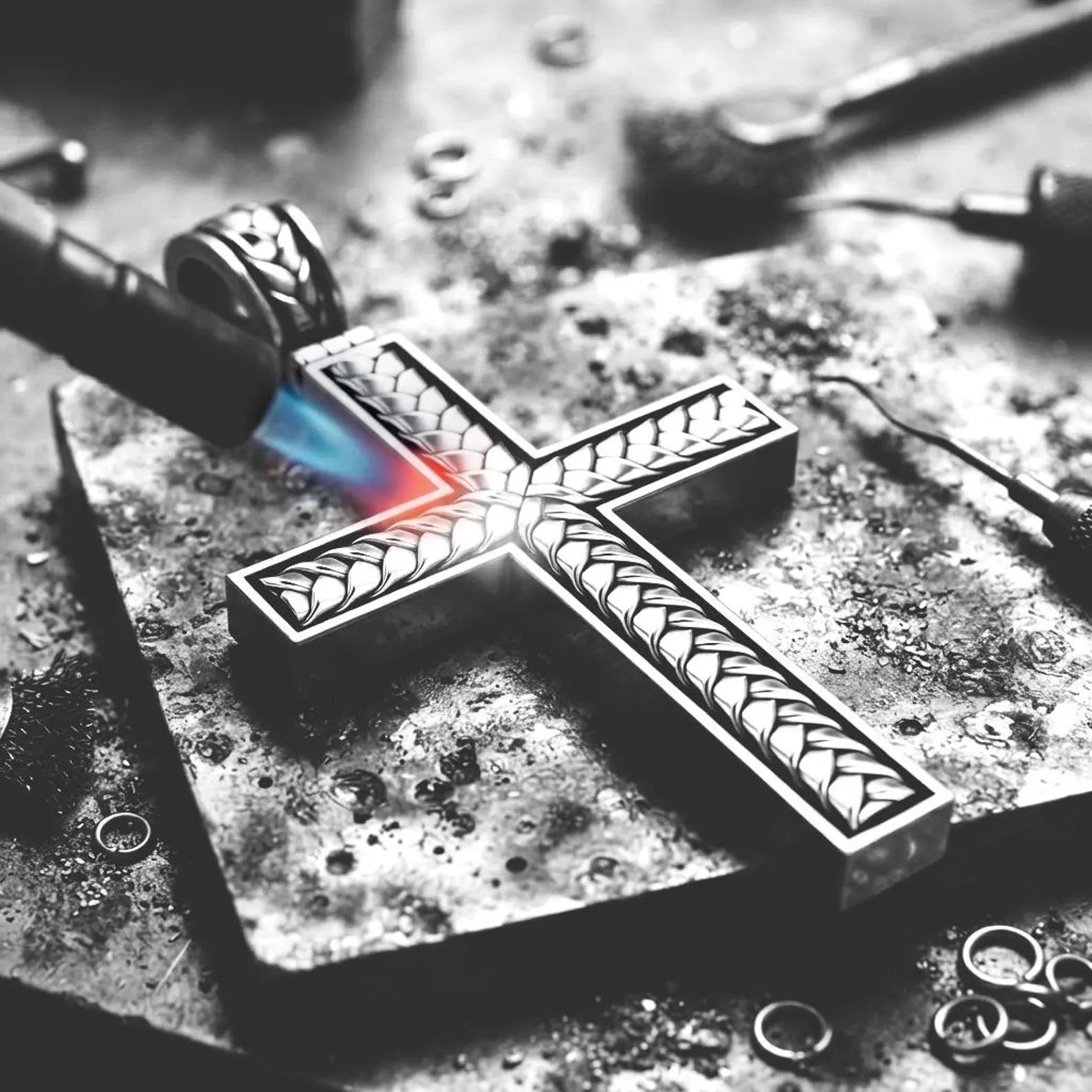 Handcrafted 925 sterling silver braided cross pendant necklace featuring an elegant woven Christian cross design, symbolizing faith, hope, unity, and spiritual strength for everyday wear.