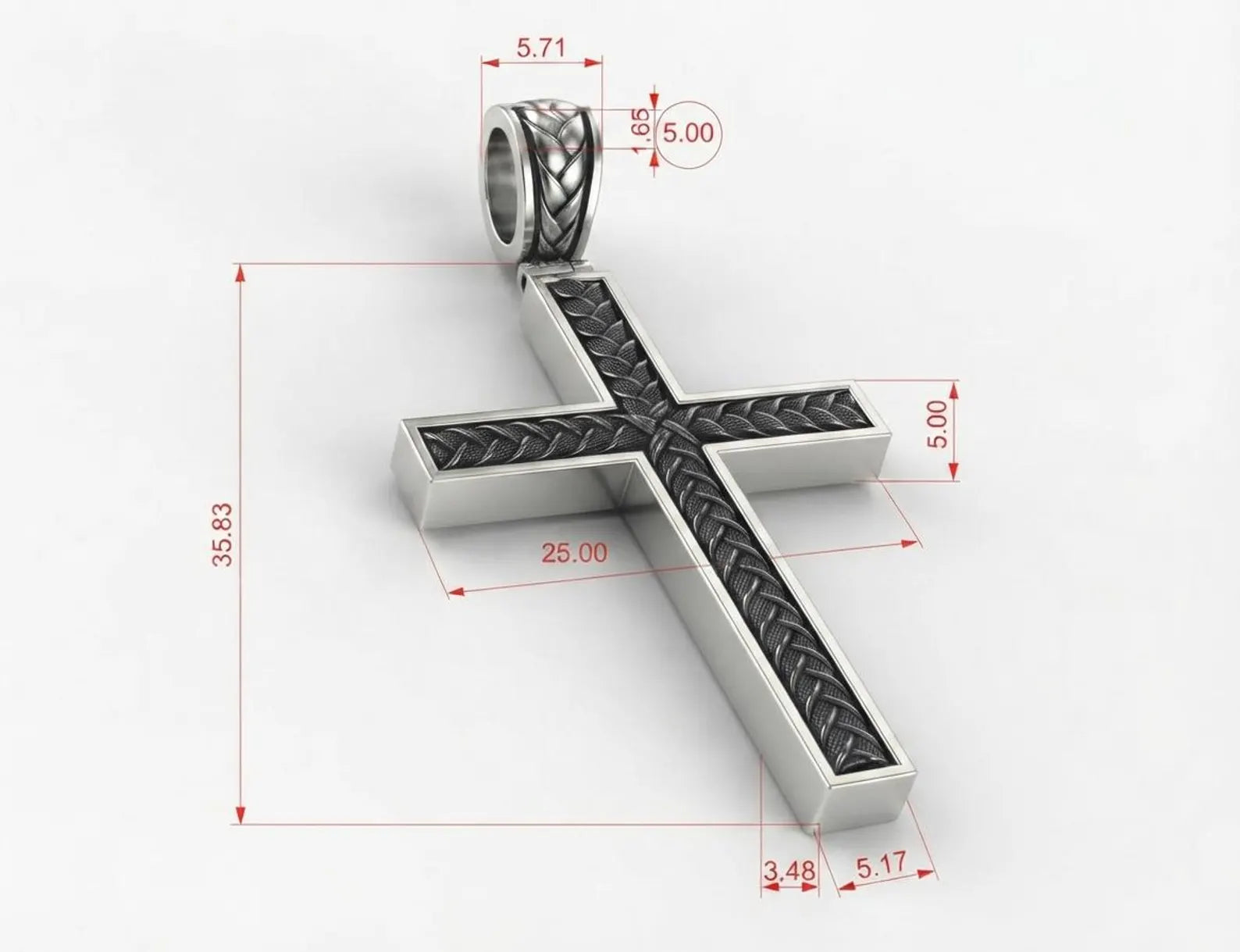 Premium sterling silver braided religious cross pendant necklace with oxidized detailing and handcrafted craftsmanship, designed as a meaningful Christian gift for special occasions and everyday wear.