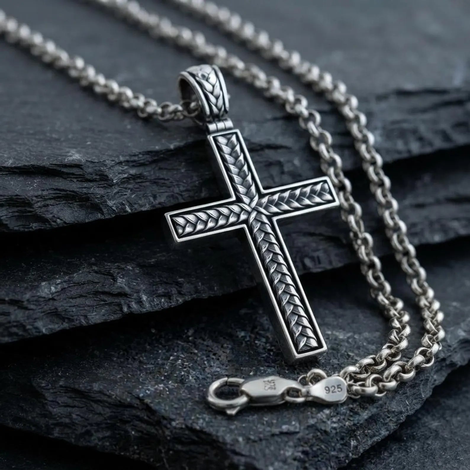 Handcrafted 925 sterling silver braided cross pendant necklace featuring an elegant woven Christian cross design, symbolizing faith, hope, unity, and spiritual strength for everyday wear.