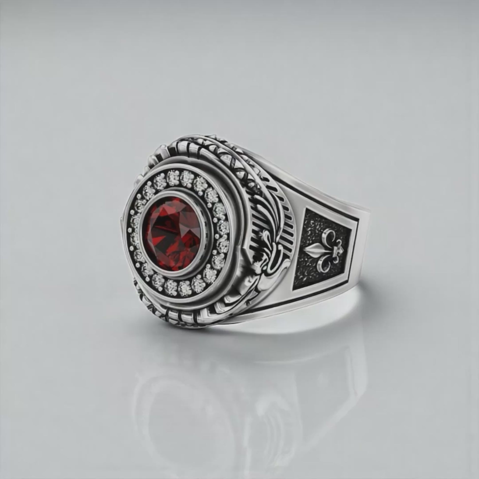 Luxury Red Garnet Men’s Ring