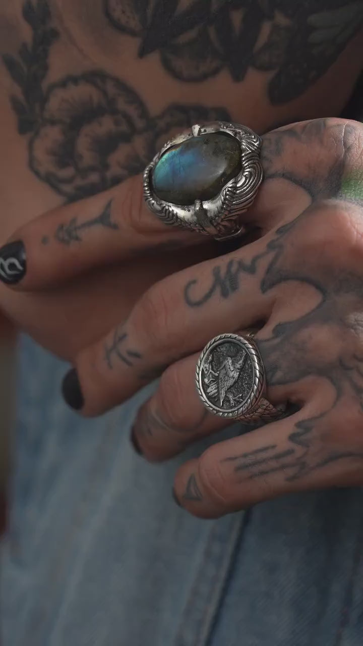Labradorite Eagle Ring