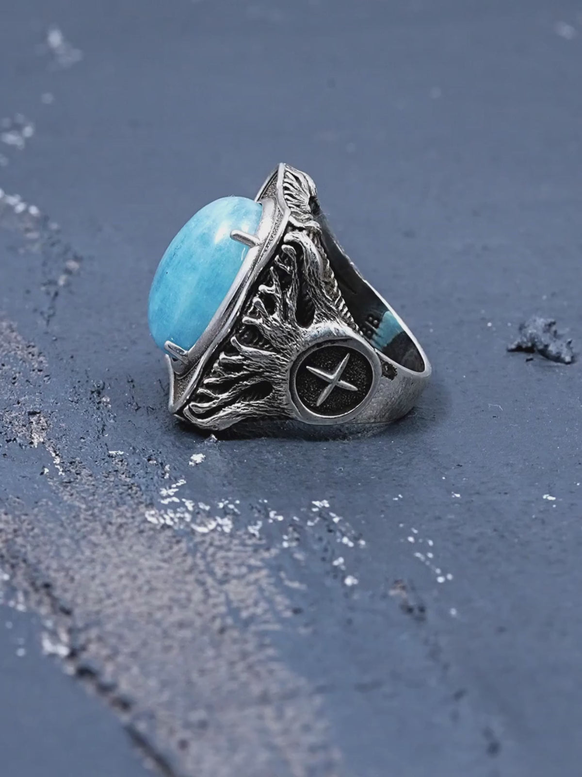 Aquamarine Compass Ring